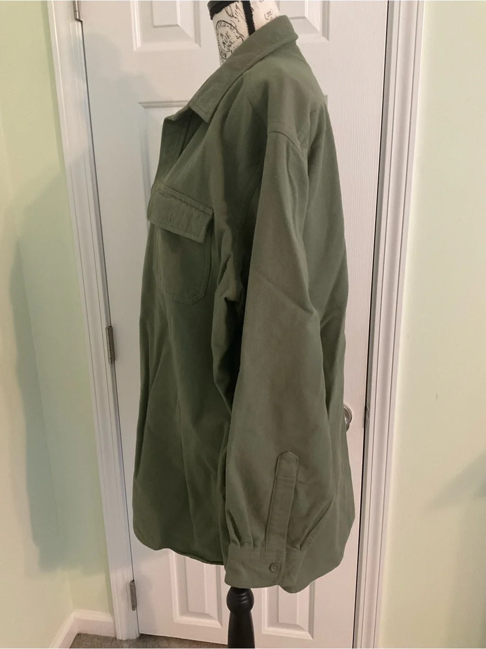 L.L. Bean Men's Olive Green Button-Front Utility Shirt